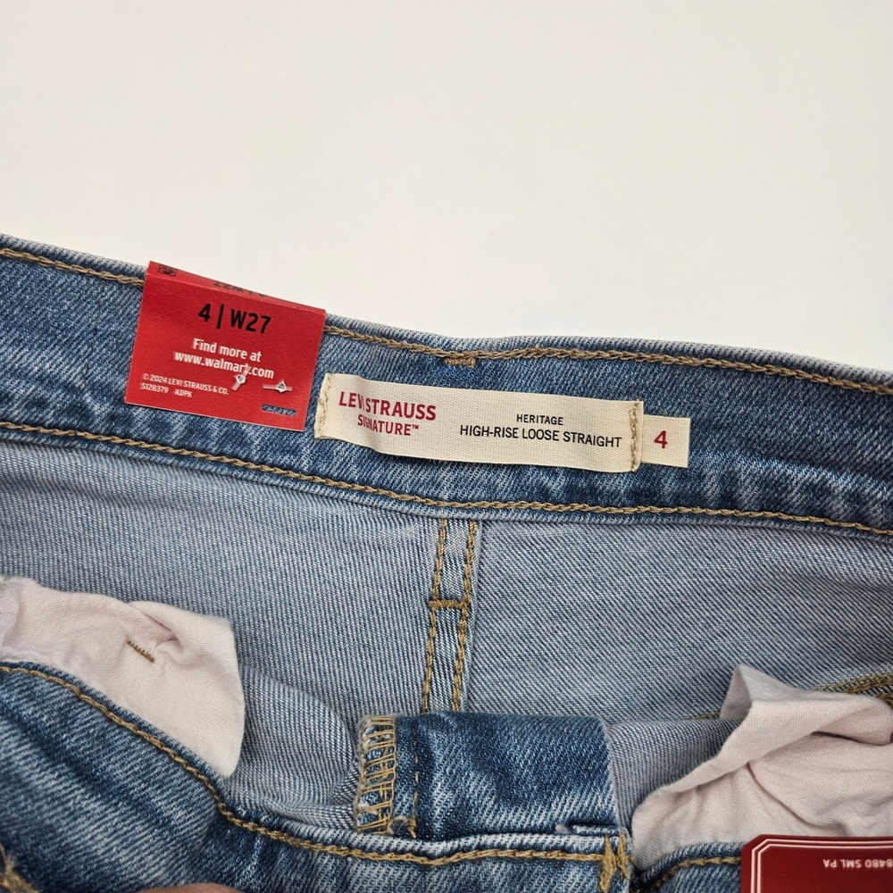 Levi Strauss Signature‎ Loose Straight Trouser High Rise Jeans Blue Size 4 W27 - Picture 4 of 11